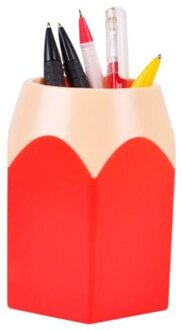 Creatieve Pen Vaas Potlood Pot Makeup Brush Holder Potlood Stand Houders Briefpapier Bureau Container Kantoorbenodigdheden #15 rood