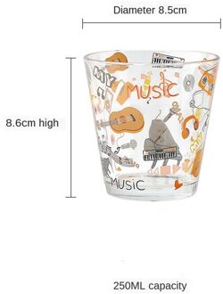 Creatieve Piano Note Glas Kleine Verse Huishoudelijke Glas Water Cup Verdikte Melk Cup Set Cartoon Muziek Kleur Graffiti Sap Cup 1