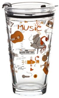 Creatieve Piano Note Glas Kleine Verse Huishoudelijke Glas Water Cup Verdikte Melk Cup Set Cartoon Muziek Kleur Graffiti Sap Cup 5