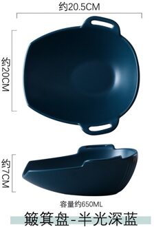 Creatieve Plaat Keramiek Noord Europese Salade Servies Platen Magnetron Gerechten donker blauw