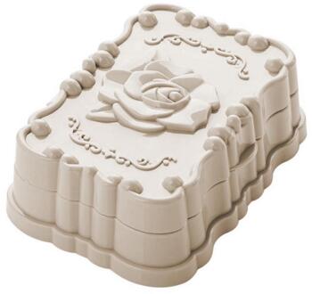 Creatieve Reizen Zeepbakje Box Case Holder Container Opbergdoos Hygiënische Draagbare Rose Gesneden Dubbele Zeepkist Met Deksel Beige