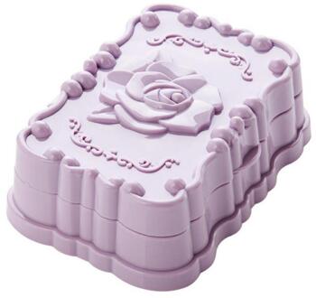 Creatieve Reizen Zeepbakje Box Case Holder Container Opbergdoos Hygiënische Draagbare Rose Gesneden Dubbele Zeepkist Met Deksel paars