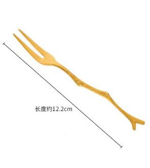 Creatieve Restaurant Metal Takken Blad Retro Crown Vorm Vork Tak Roestvrij Stalen Lepel Vork Huishoudelijke Fruit Vork Dessert goud