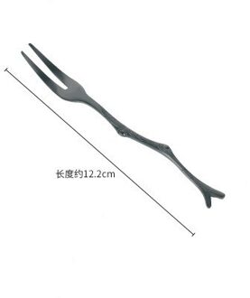 Creatieve Restaurant Metal Takken Blad Retro Crown Vorm Vork Tak Roestvrij Stalen Lepel Vork Huishoudelijke Fruit Vork Dessert zwart