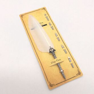 Creatieve Retro Quill Pen Bloem Lichaam Ronde Body Gedoopt In Water Vulpen Verf Set Leraar En Student 3