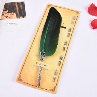 Creatieve Retro Quill Pen Bloem Lichaam Ronde Body Gedoopt In Water Vulpen Verf Set Leraar En Student 4