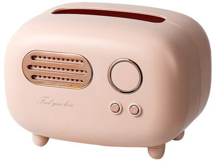 Creatieve Retro Radio Tissue Doos Desktop Papier Houder Chic Home Auto Papier Dispenser Opbergdoos Servet Case Organizer Tafel Decor roze