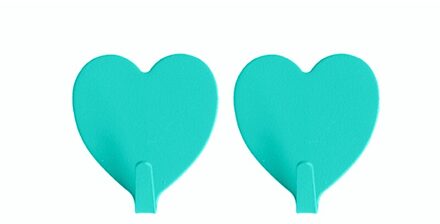 Creatieve Roze; Blauw 2 Stks/pak Keuken Kleverige Haken Organizer Wit Opslag Haak Rvs Wandmontage Glanzende Hart Vorm munt groen