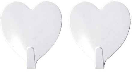 Creatieve Roze; Blauw 2 Stks/pak Keuken Kleverige Haken Organizer Wit Opslag Haak Rvs Wandmontage Glanzende Hart Vorm