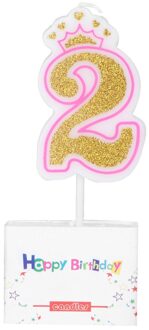 Creatieve Roze Kroon Verjaardag Nummer Kaarsen 0-8 voor Kinderen Volwassen Meisjes Jongens Verjaardag Kaarsen Taart Decoraties 2