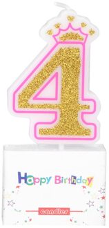 Creatieve Roze Kroon Verjaardag Nummer Kaarsen 0-8 voor Kinderen Volwassen Meisjes Jongens Verjaardag Kaarsen Taart Decoraties 4