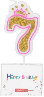 Creatieve Roze Kroon Verjaardag Nummer Kaarsen 0-8 voor Kinderen Volwassen Meisjes Jongens Verjaardag Kaarsen Taart Decoraties 7
