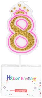 Creatieve Roze Kroon Verjaardag Nummer Kaarsen 0-8 voor Kinderen Volwassen Meisjes Jongens Verjaardag Kaarsen Taart Decoraties
