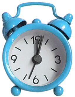 Creatieve Schattige Mini Metalen Kleine Alarm Elektronische Kleine Wekker Tafel Klok Ochtend Wekker Slaapkamer Bureau Decoratie # W2 blauw