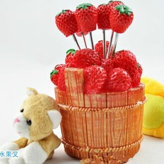 Creatieve Servies Aardbei Fruit vork Vaten Aardbei Bento Bestekset roestvrij voedsel dessert picks farm party picknick garfo