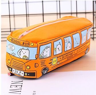 Creatieve student briefpapier Bus pen zak Bus pennenbakje Canvas etui voor mannen en vrouwen oranje