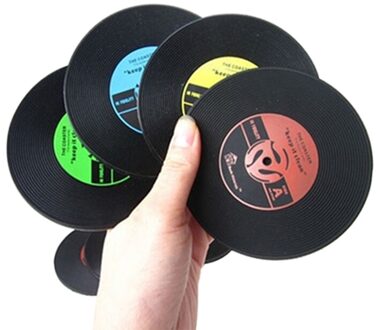 Creatieve Tafel Cd Mat Retro Vinyl Record Drankjes Onderzetters Tafel Cup Mat Koffie Placemat Pvc Gedrukt Patroon Anti Vervagen Thuis decor