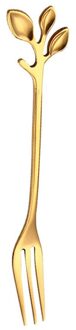 Creatieve Tak Bladeren Lepel/Vork Roestvrij Staal Koffie Lepel Roeren Lepel Paar Lepel/Vork Keuken Accessoires gouden leaf vork