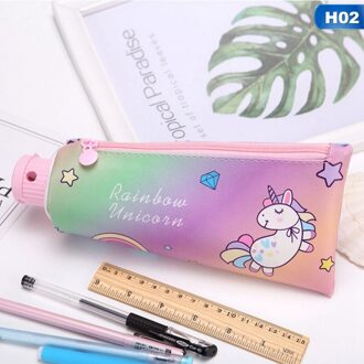 Creatieve Tandpasta Model Etui Potlood Tas Leuke Eenhoorn Lederen Pencilcases Student School Rits Pen Box Briefpapier Tas H02