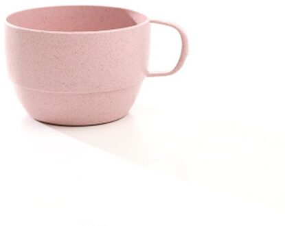 Creatieve Tarwe Stro Mok Koffie Melk Thee Dranken Cup Voor Paar Handvat Drinkware Eenvoudige Ontbijt Cup roze