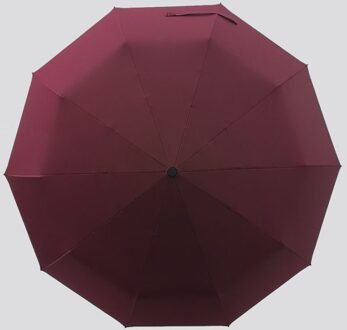Creatieve Tien Bone Zwarte Lijm Zonnebrandcrème Paraplu Automatische Mannen Business Paraplu Reclame Drie Automatic wijn rood