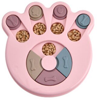 Creatieve Trage Voedsel Kom Voor Kleine Middelgrote Honden Puppy Voeden Doseren Training Disc Plastic Interactieve Puzzel Speelgoed A roze