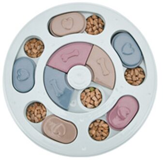 Creatieve Trage Voedsel Kom Voor Kleine Middelgrote Honden Puppy Voeden Doseren Training Disc Plastic Interactieve Puzzel Speelgoed B blauw