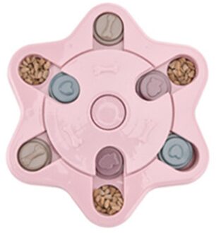 Creatieve Trage Voedsel Kom Voor Kleine Middelgrote Honden Puppy Voeden Doseren Training Disc Plastic Interactieve Puzzel Speelgoed C roze