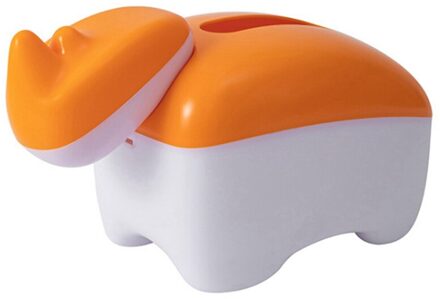 Creatieve Twee-In-een Tandenstoker Doos Tissue Doos Multifunctionele Cartoon Rhino Tissue Doos Desktop Tissue Opbergdoos oranje