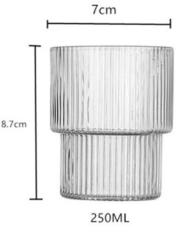 Creatieve Water Fles Glas Cups Verticale Streep Sap Drinken Kopjes Melk Flessen Hittebestendige Koffie Mok Whisky Bril 8.7x7cm-250ML