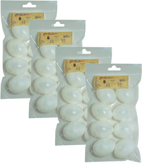 Creativ company Creative Company eieren - 32x stuks - wit - kunststof - 6 cm - decoraties - DIY