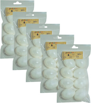 Creativ company Creative Company eieren - 40x stuks - wit - kunststof - 6 cm - decoraties - DIY