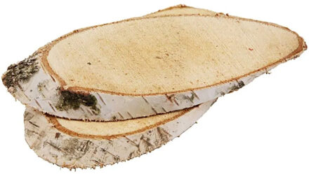 Creativ company Decoratie boomschijven met bast - 14x - 15 x 9 cm - boomschijfjes DIY - hout