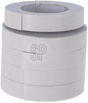 Creativ company Dubbelzijdig tape/plakband - wit - 5x rolletjes van 200 cm - 10 mm breed