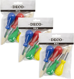 Creativ company Kwasten/penselen set - 12x - voor kinderen - schilderen hobby/knutselmateriaal