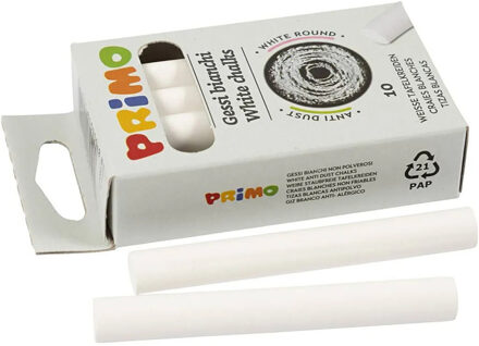 Creativ company Primo Schoolbord krijtjes - pakje van 10x stuks - wit - School/Leraar kwaliteit krijtjes