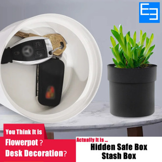 Creative 2 Layer Hidden Safe Box Key Lock Metal Simulated Multi Function Flowerpot Keys Watch Jewelry Stash Box For Home Office