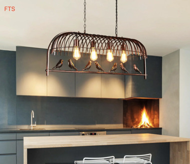 Creative bird cage restaurant wrought iron personality simple coffee shop bar desk study American retro bird balcony chandelier