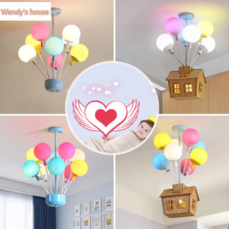 Creative color balloon chandelier lamps children's room boy girl bedroom lamp Nordic modern minimalist bedroom lights