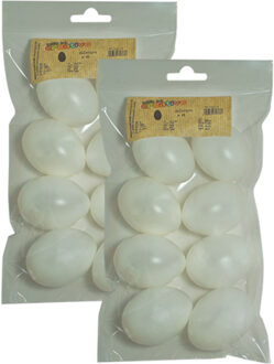 Creative Company eieren - 16x stuks - wit - kunststof - 6 cm - decoraties - DIY