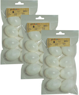 Creative Company eieren - 24x stuks - wit - kunststof - 6 cm - decoraties - DIY