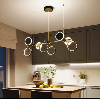 Creative Dining Room LED Pendant Light Bar Coffee Shop Nordic Simple Rotatable Long Hanging Lamp Restaurant Black Gold Fixtures