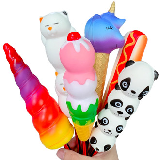Creative Kawaii Cat Unicorn Pen Cap Squishy Slow Rising Pencil Holder Soft Squeeze Toy Stress Relief Xmas Gift Toy for Children