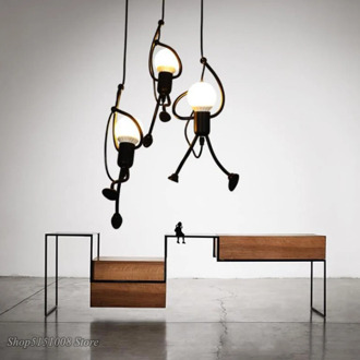 Creative Little Man Pendant Lights Climbing Pendant Lamp for Children Room Hanging Lamp Metal Cord Pendant Lamps Art Decoration