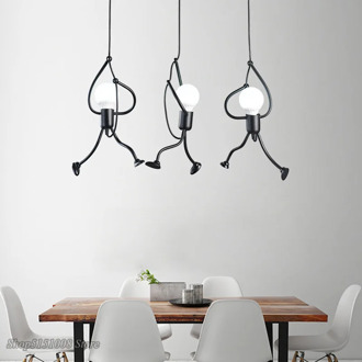 Creative Little Man Pendant Lights Iron People Climbing Pendant Lamp Children Room Hanging Lamp Pendant Lamps Art Decor Fixtures