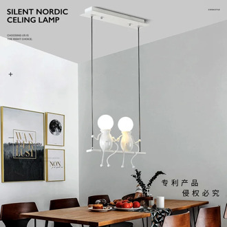 Creative Little Man Swing Pendant Light Modern Hanging Lamp Children's Room Bedroom Beside Metal Cord Pandant Lamps For Kids