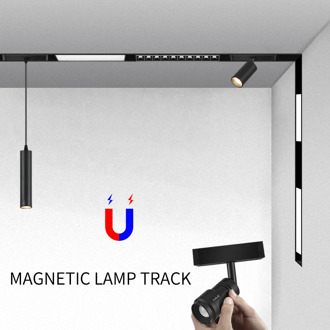 Creative magnetic lamp holder 34mm width aluminum 0.5M 1M ceiling recessed suspended LED magnet mount lights track Rail