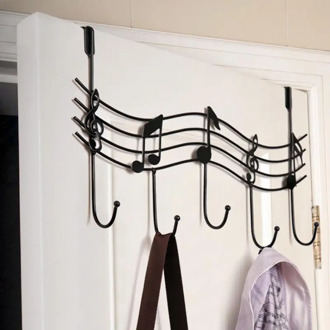 Creative Music Notes Wall Hooks Kitchen Bathroom Organizer Hanger Hooks Mental Iron Hanging Rack With 5-Hook