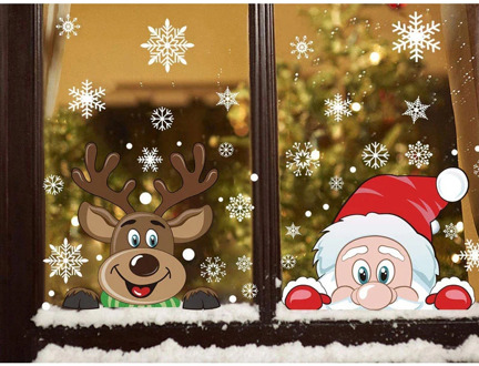 Creative Santa Elk Christmas PVC Static Sticker Door Sticker Wall Stickers Living Room Home Decor Christmas Window Decoration