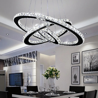 Creative stainless steel ring hanging line dining Pendant Lights led round bedroom living room crystal lamp WF5101804